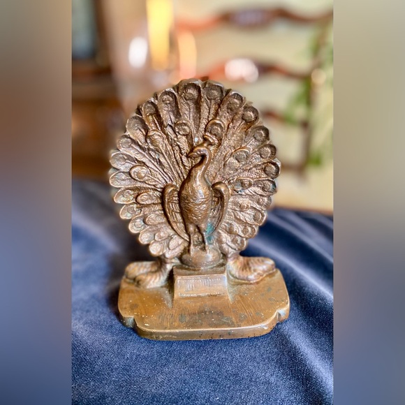 SOLD~Copper Peacock Bookend~SOLD - Picture 1 of 3